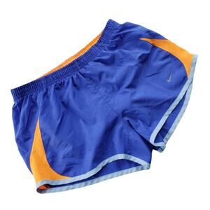 Nike Womens Shorts Size Small Tempo Running Mesh Inset Blue Orange Gray Brief